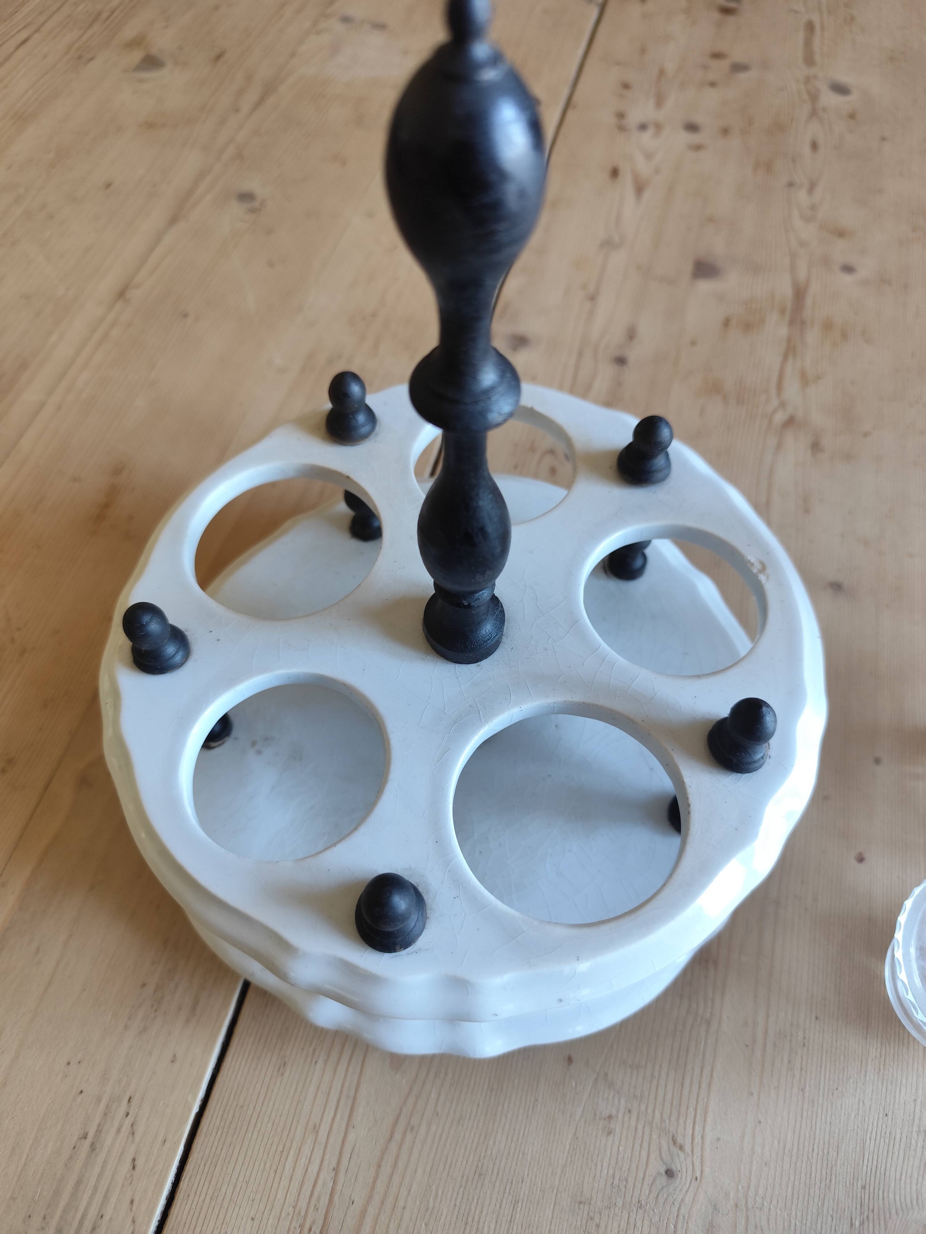 Serviteur de table 1900, 5 récipients pour huile vinaigre condiments  Gien