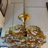 Murano ceiling light yellow flowers and glass balls 1970