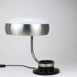 Oscar Torlasco black and nickel swivel desk lamp, Lumi Milano, Italy, 1960s.