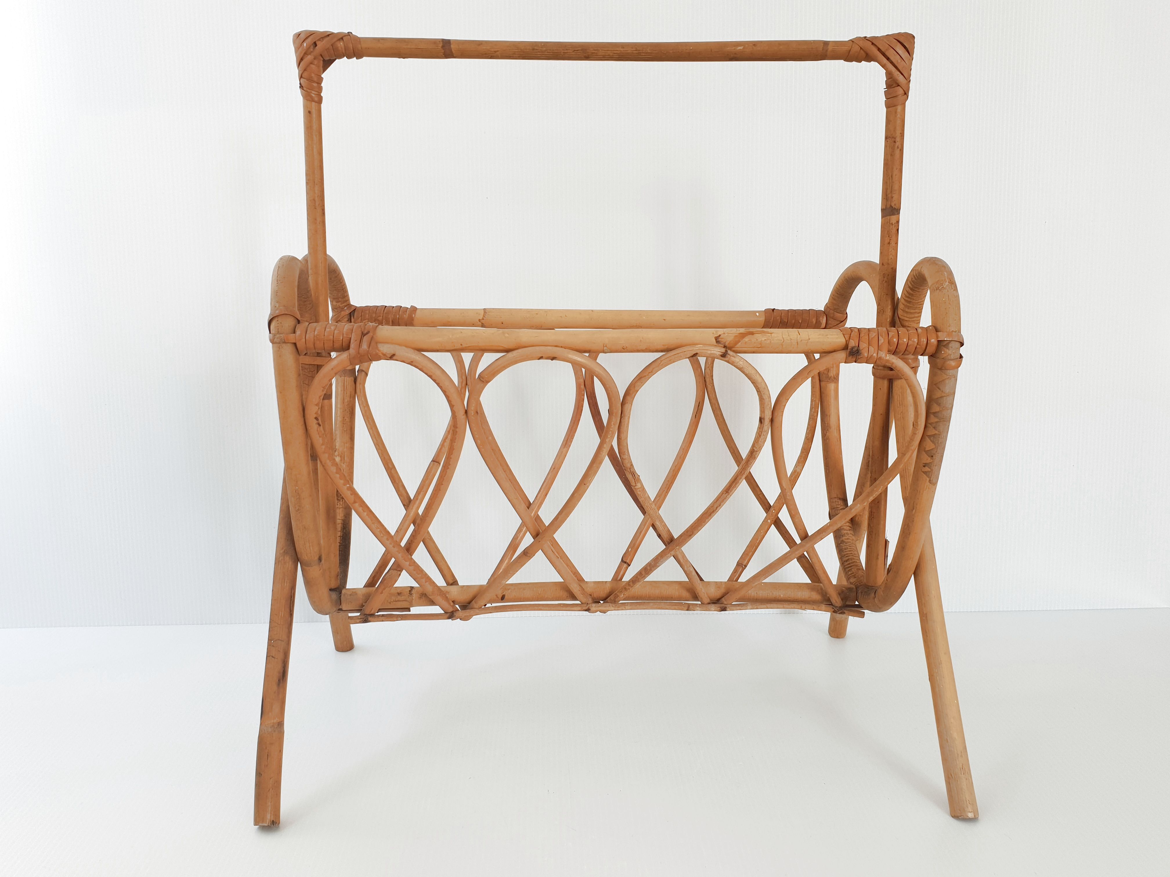 Vintage rattan magazine holders