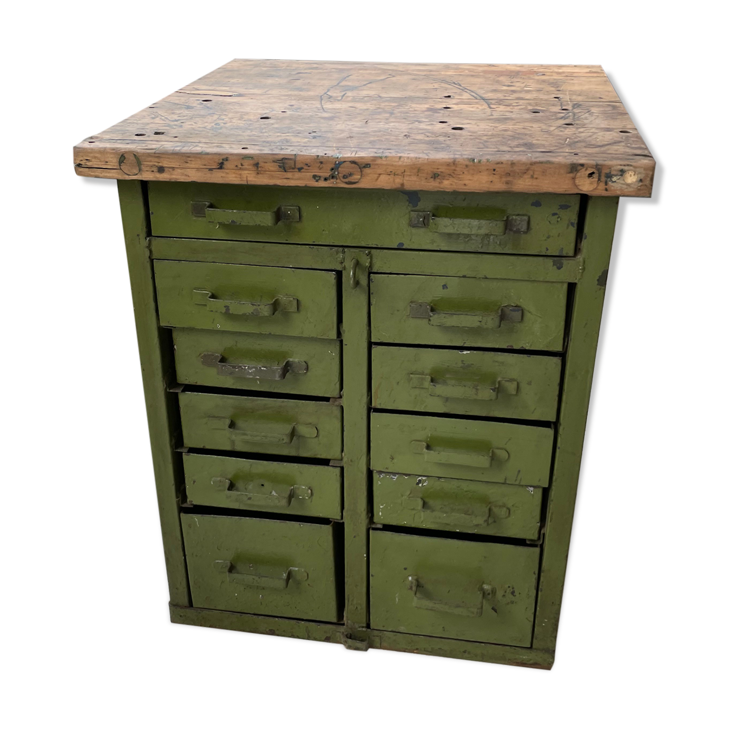 Meuble établi rangement militaire industriel vert