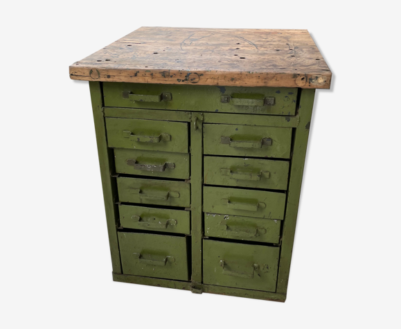 Meuble établi rangement militaire industriel vert