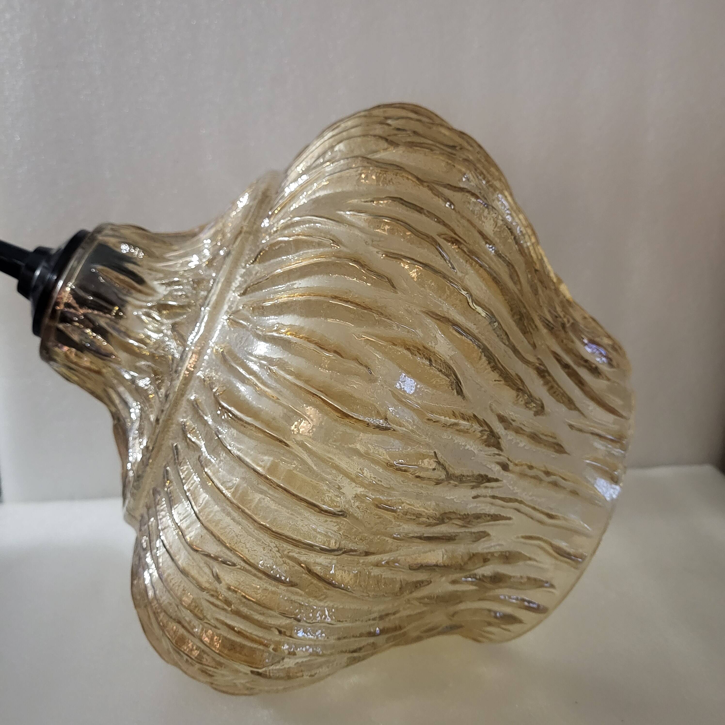 Amber glass pendant, iridescent gold, vintage 1960-70.