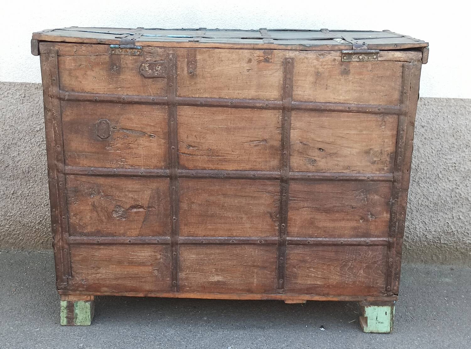 Old blue wooden chest