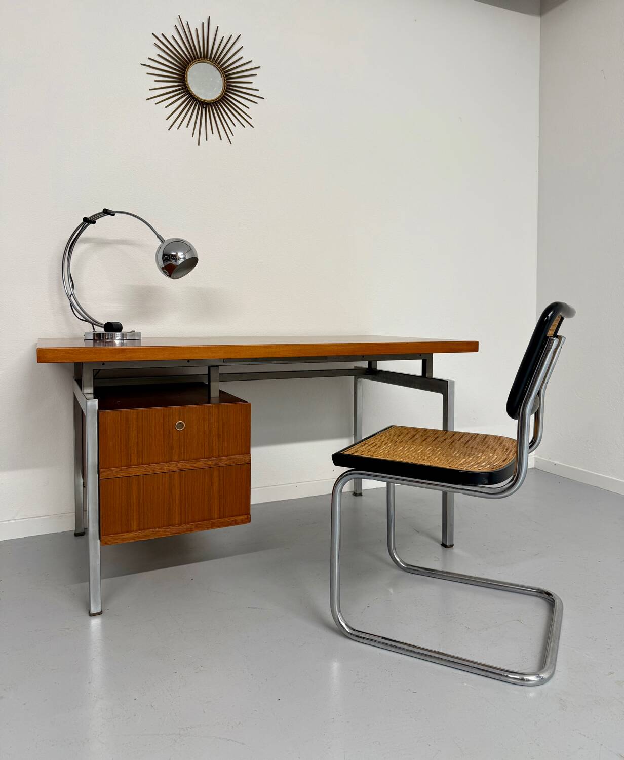 Teak and metal desk designed by George Frydman Efa 1960s vintage