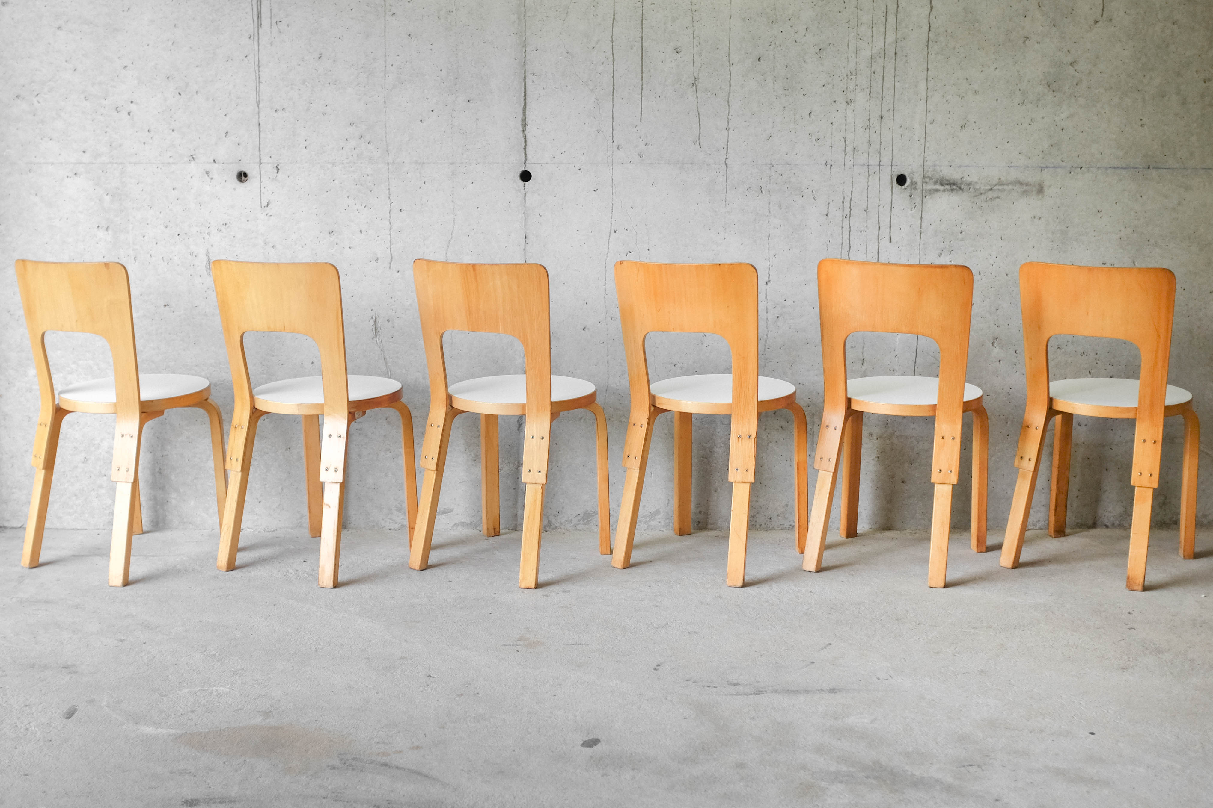 Set of 6 chairs model 66 by Alvar Aalto for Artek