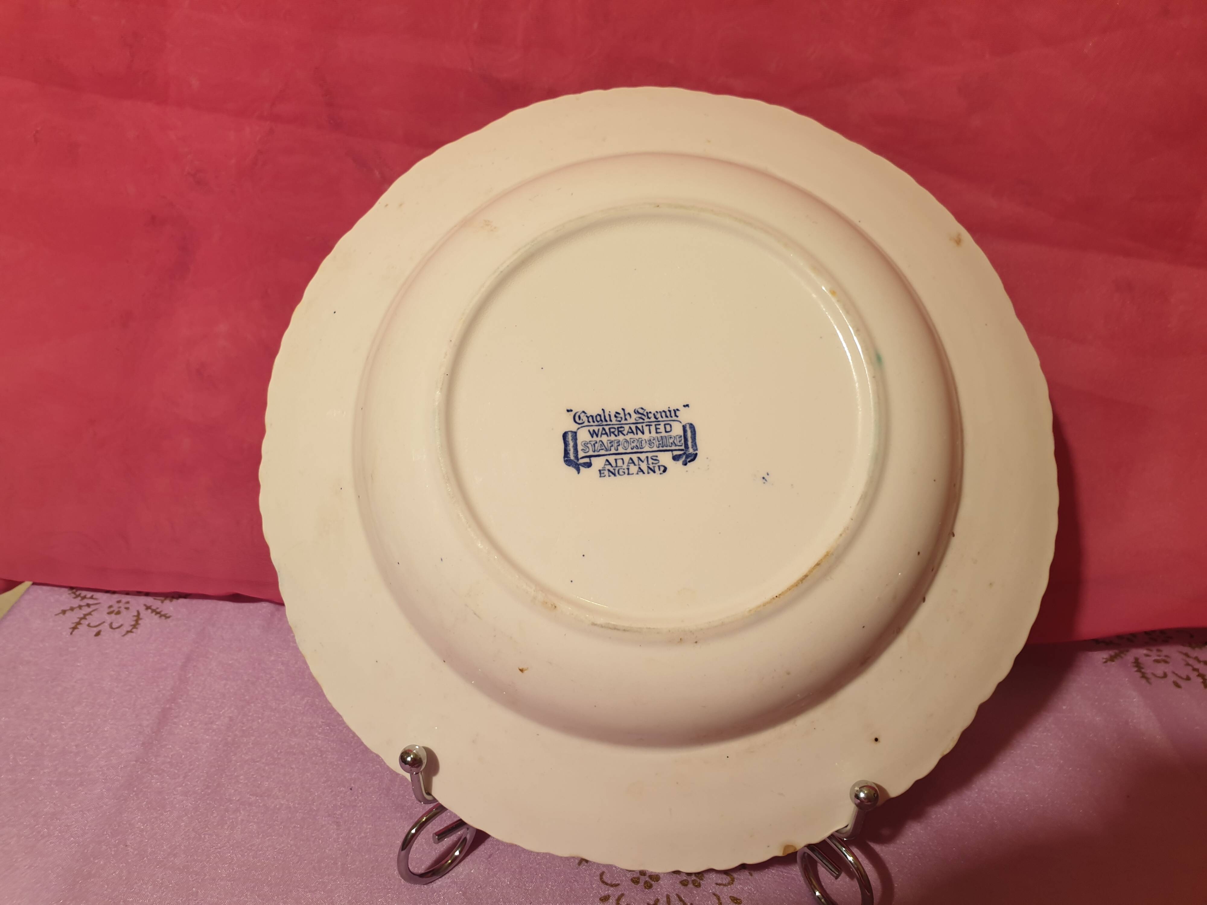 Set of 4 soup plates English Scenic Staffordshire Adams England