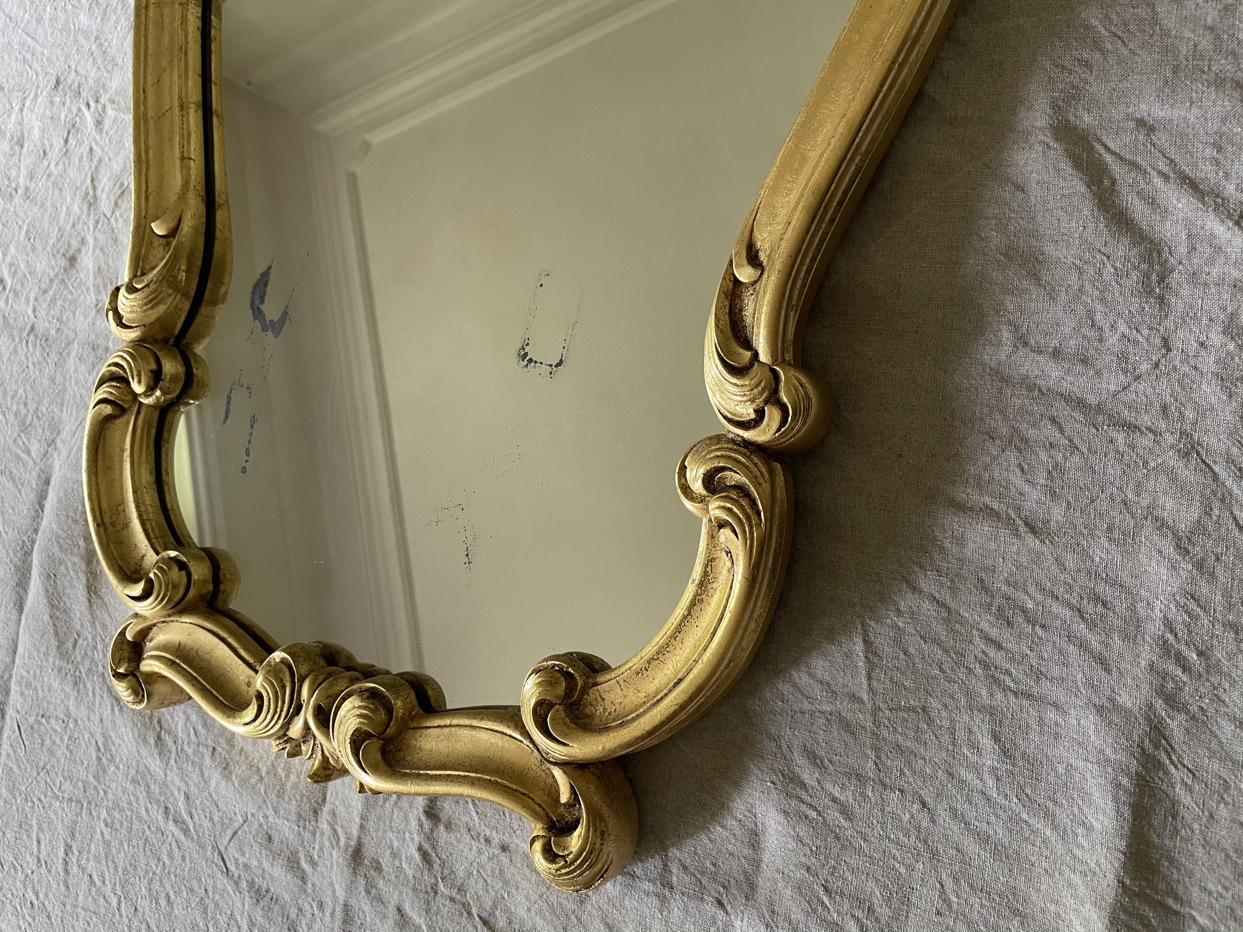 Golden resin rock mirror  42x68cm