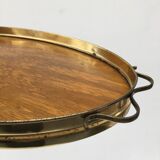 Presentation tray in wood and brass