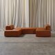 Paione modular sofa in brown leather, Claudio Salocchi, 1960s