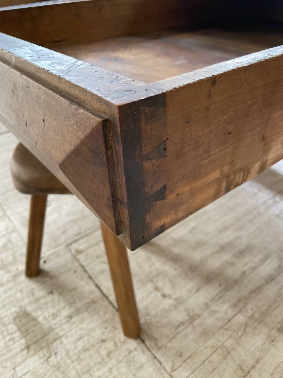 Solid walnut farmhouse castle table 1900 XXL
