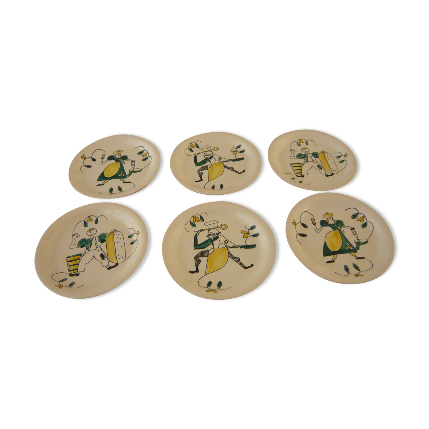 6 assiettes Stavanger Flint Norway assorties  1950-60 scandinaves.