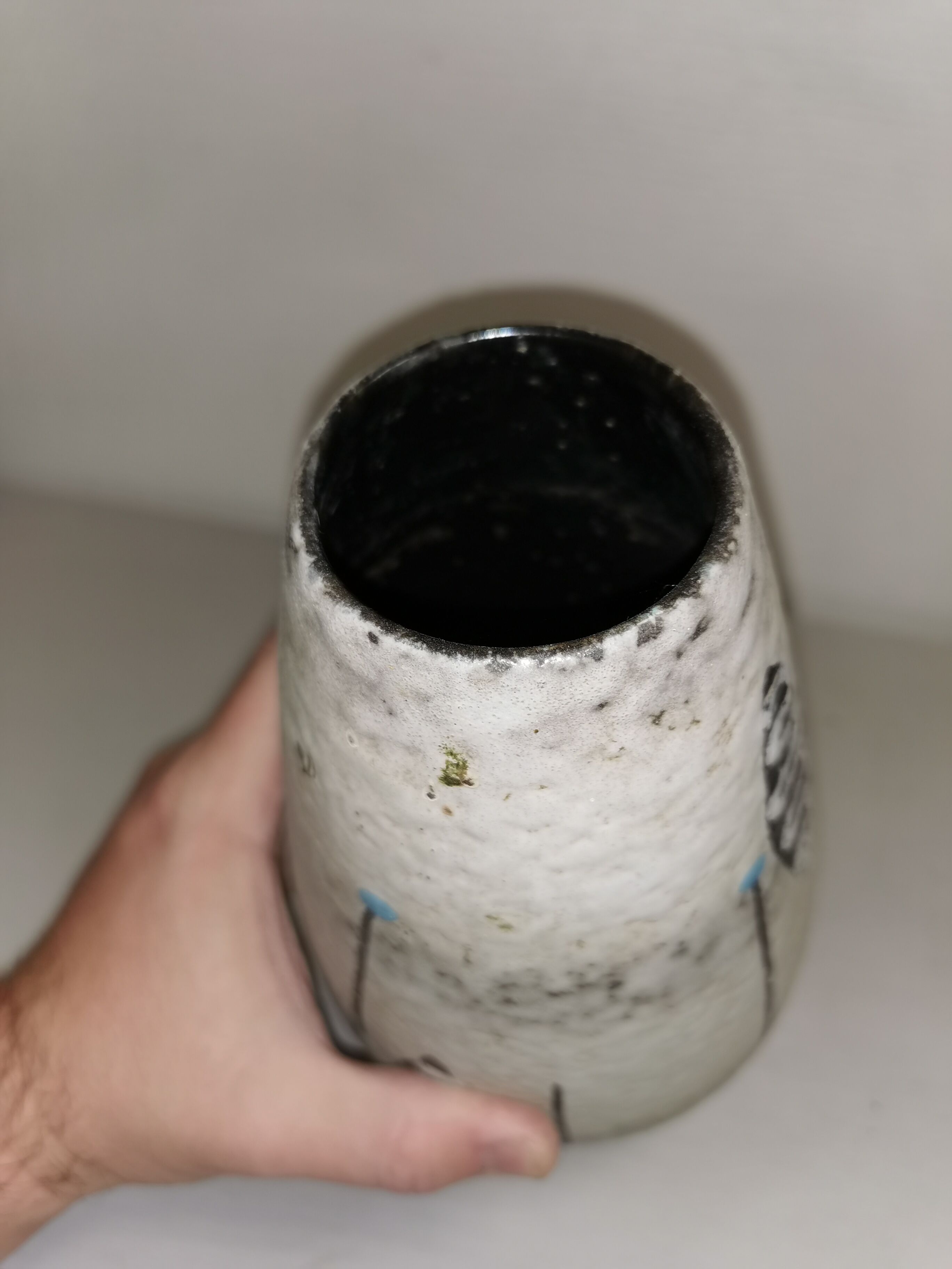 Vase with graphic decoration, vintage ceramic, 50-60's