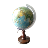 World map globe bright foot and wooden support