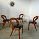 Lot 4 chairs in curved wood and leather design Baumann gondola model 60s vintage