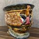Large planter in colored slip with antique decoration