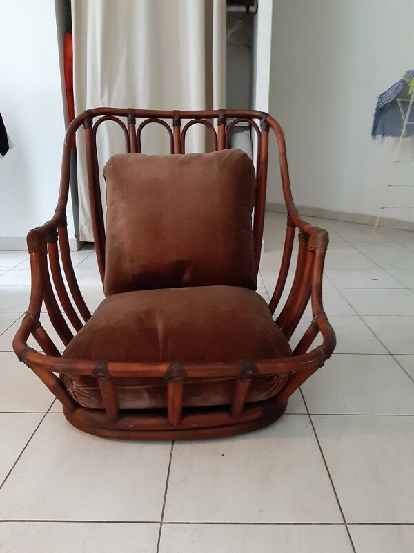 Fauteuil Rotin des Années 60 de Maugrion modéle Basset