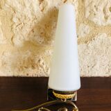Pair of wall sconces in opaline and brass 60s