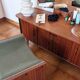 Vintage 70s dressing table with triptych mirror and matching bench.