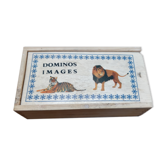 Dominos animaux en bois vintage