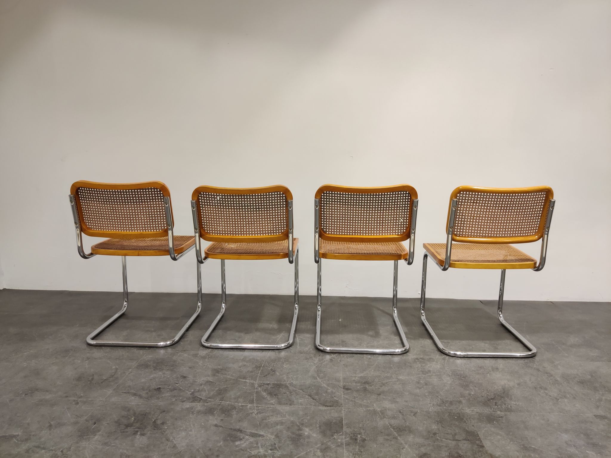 Set of 4 Cesca chair by Marcel Breuer, made in italy, 1970