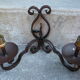 Pair of wrought iron wall lamps