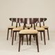 Modern Set of 6 Dining Chairs, Beige Pearl Velvet and Dark beech wood
