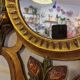 Antique Italian Polychrome Carved Wooden Mirror