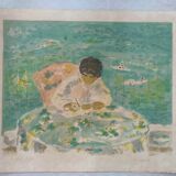 The novelist original hand-signed lithograph Gaston Sébire