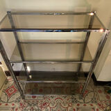 Modular shelf chrome and smoked glass 70s