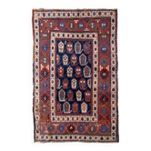 Tapis caucasien kazak antique fait main 4,1' x 6,3' (125 cm x 192 cm) années 1870 - 1B665