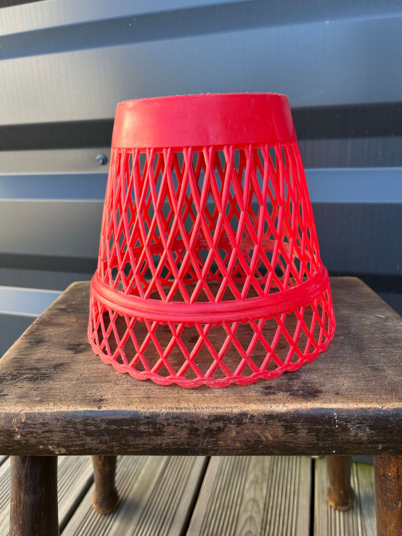 Vintage red plastic pot cover 50s/60s