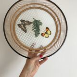 Empty bamboo pocket, glass and true butterfly wings
