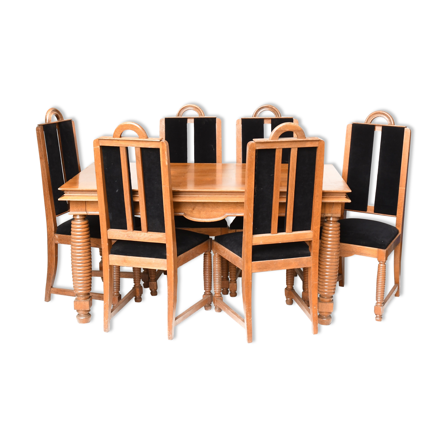 Salle à manger brutaliste: table et six chaises