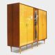 Large vintage mid century modern 5-door Wardrobe in Maple and Teak, 1950s