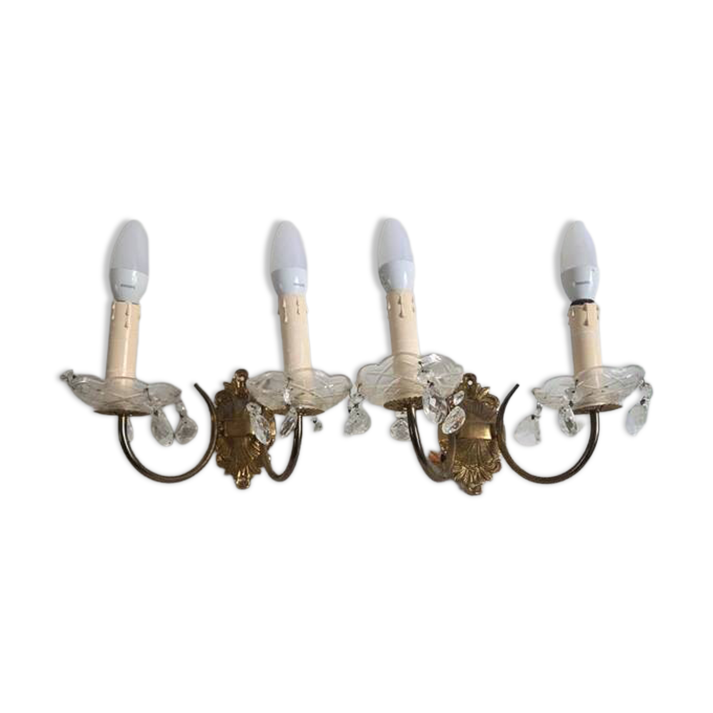 Pair of vintage gold wall sconces Art Deco Rococo from the 50s-70s.