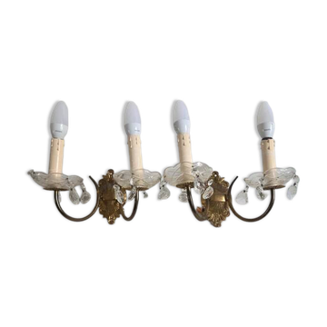 Pair of vintage gold wall sconces Art Deco Rococo from the 50s-70s.