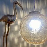 Vintage globe pendant light in amber glass