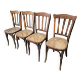 Series of 4 caned bistro chairs circa 1900