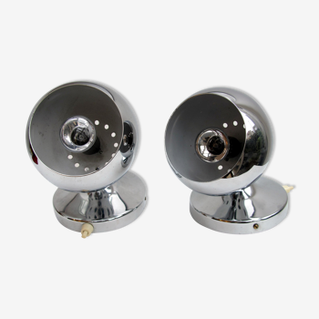 2 chrome wall lights of the 1970s vintage