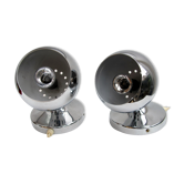 2 chrome wall lights of the 1970s vintage