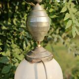 Art Deco aluminum and opaline up and down suspension