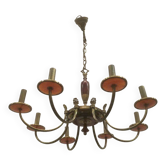 Lustre en laiton et plexiglass rouge