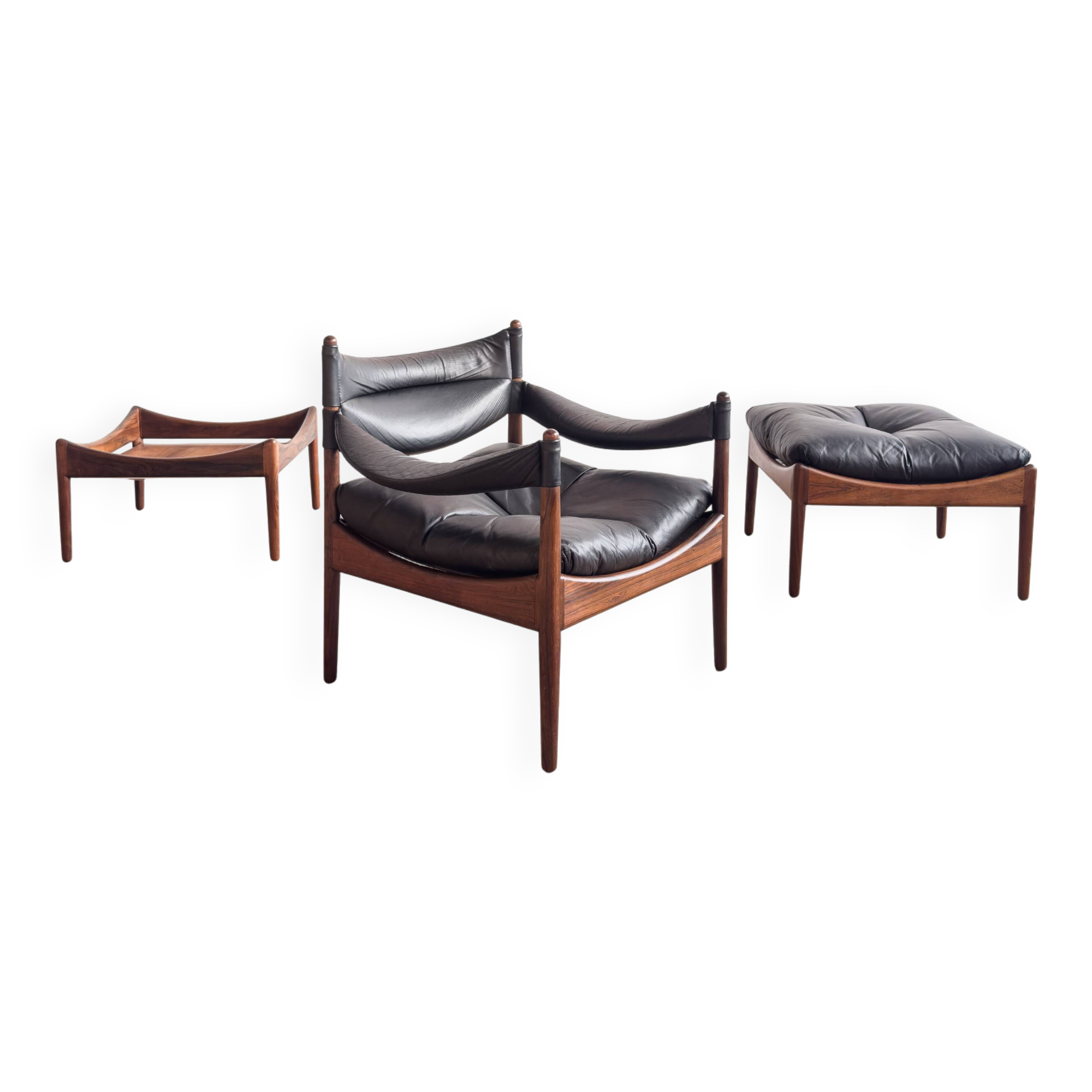 Ensemble danoise avec fauteuil, repose-pieds et table par Kristian Vedel
