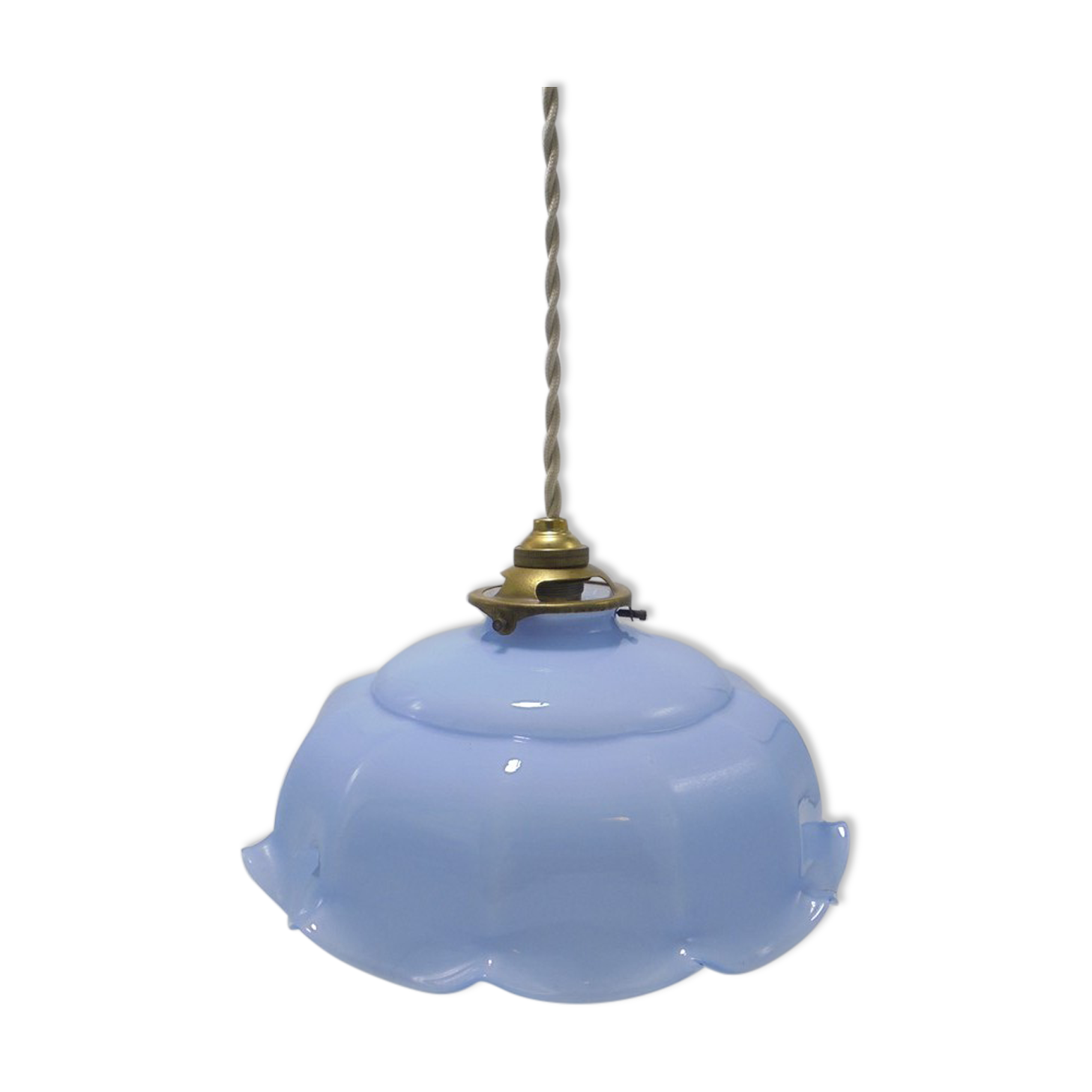 Blue opaline hanging lamp