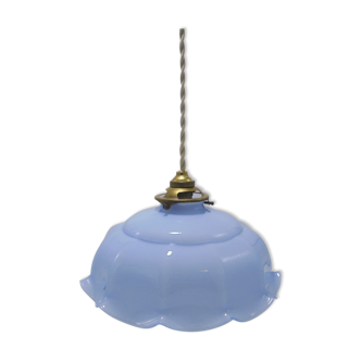 Blue opaline hanging lamp