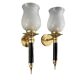 Pair of brass and black torchiere wall lights