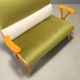 Vintage two-tone velvet and beech wood canapé, Italian design, 1950s.
