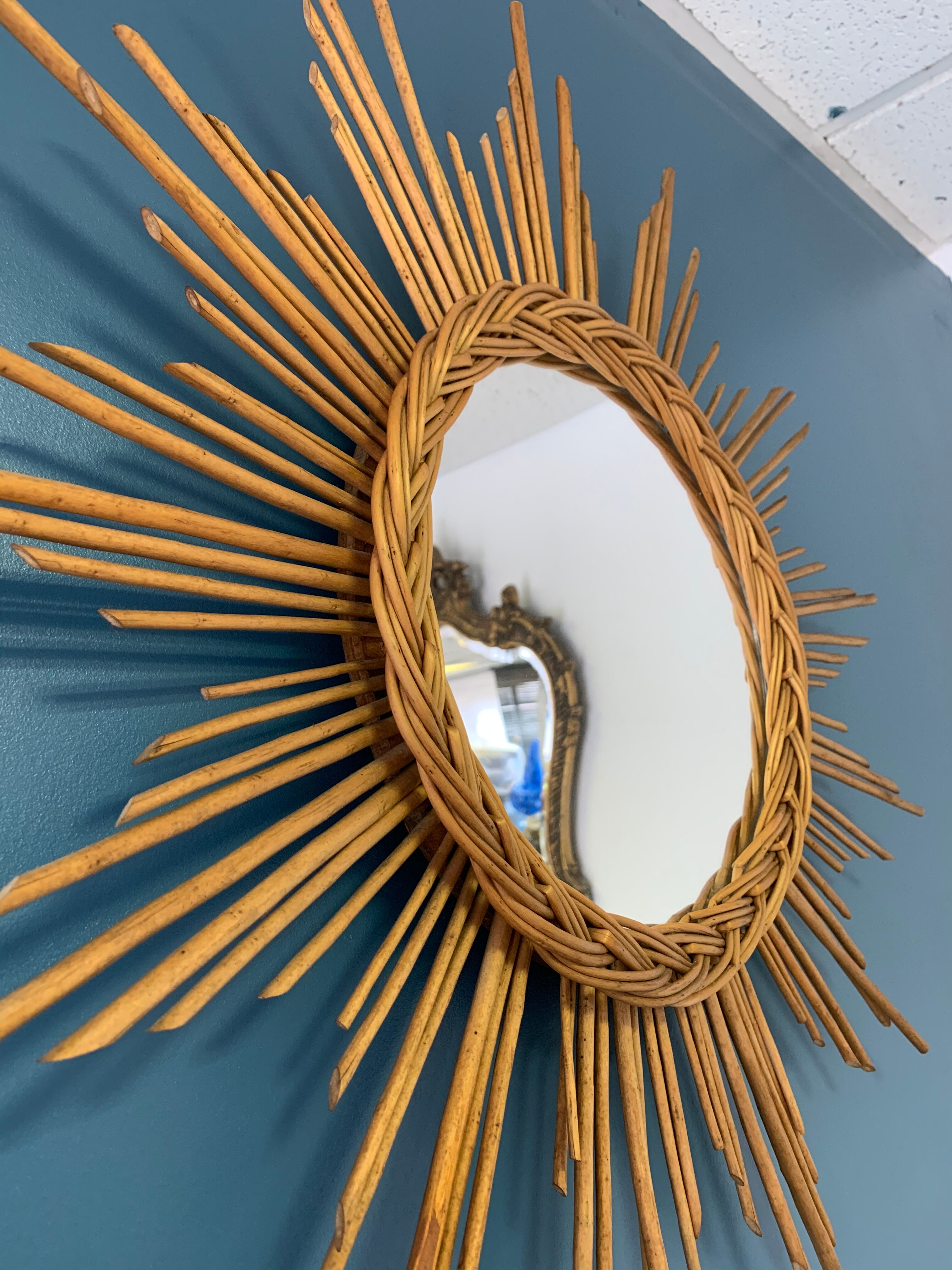 Wicker sun mirror 60cm