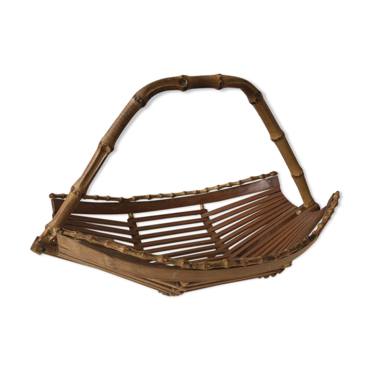 Trash has vintage fruit in wood and bamboo. Vintage design 1950 1960